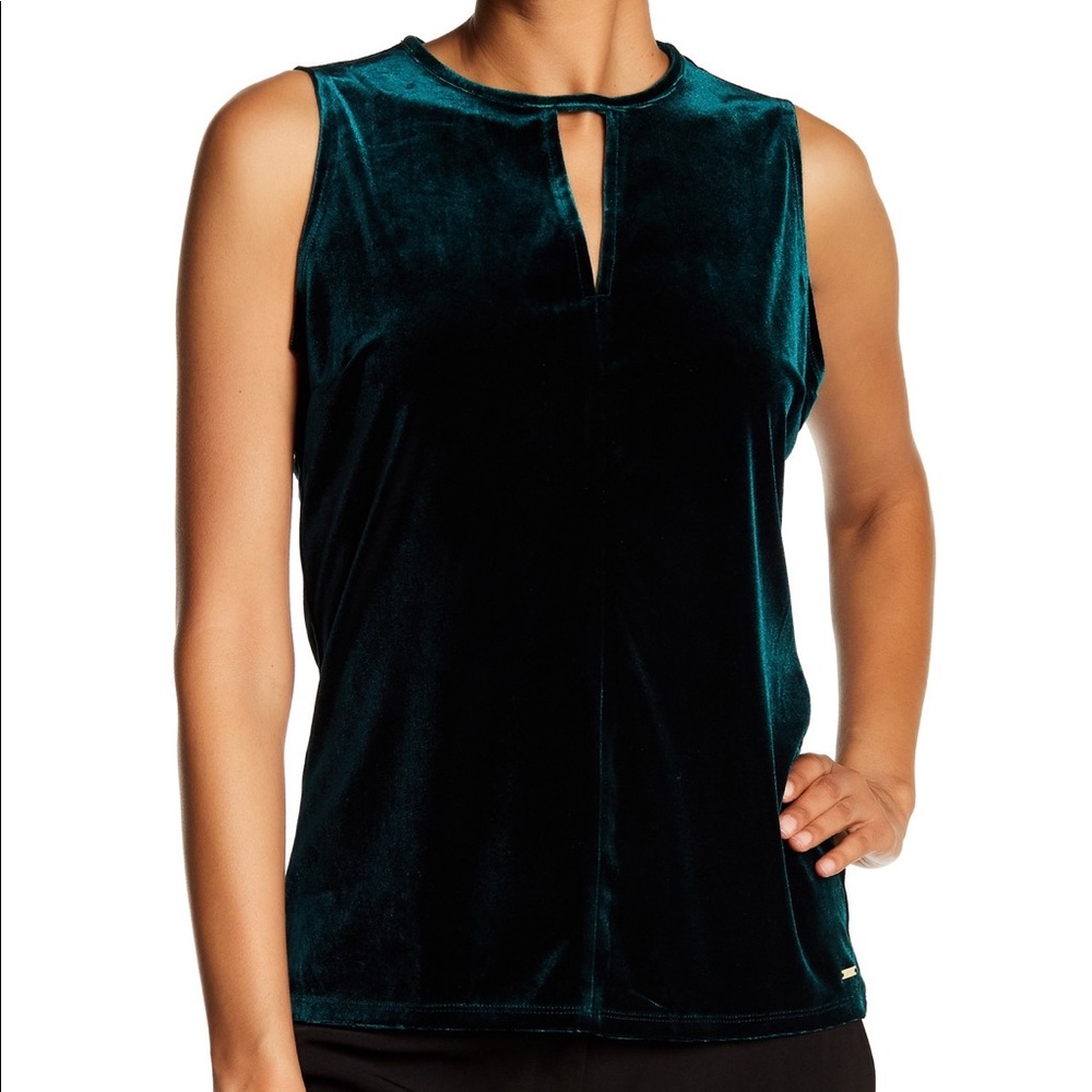 Tahari Dark Clover Velvet Toni Knit Top